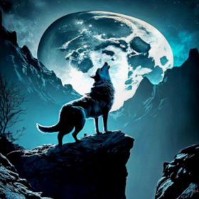 #1 Super Moon Wolf Tapestry