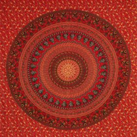 #2 Indian Mandala Red Tapestry
