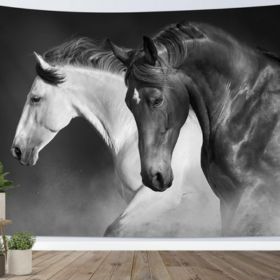 #3 LB Black and White Horse Tapestry