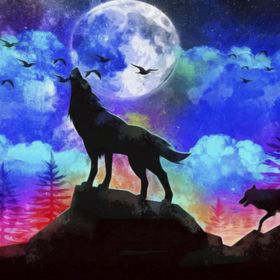 #3 Full Moon Wolf Tapestry