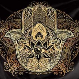 #3 Black Gold Hamsa Hand Tapestry