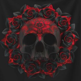 #3 Skull Rose Black and Red Tapestry