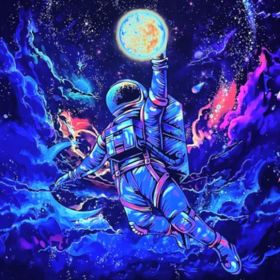 #3 Blacklight Astronaut Galaxy Tapestry