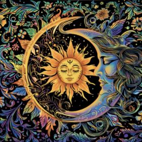 #4 Sun and Moon Psychedelic Tapestry