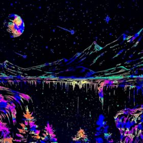 #4 Apdidl Blacklight Mountains Tapestry