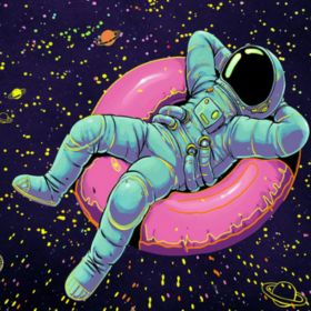 #4 Blacklight Space Astronaut Galaxy Tapestry