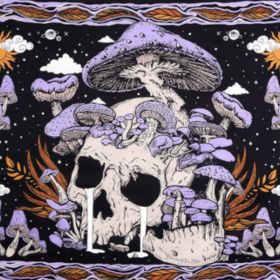 #4 Purple Mushroom Skull Tapestry